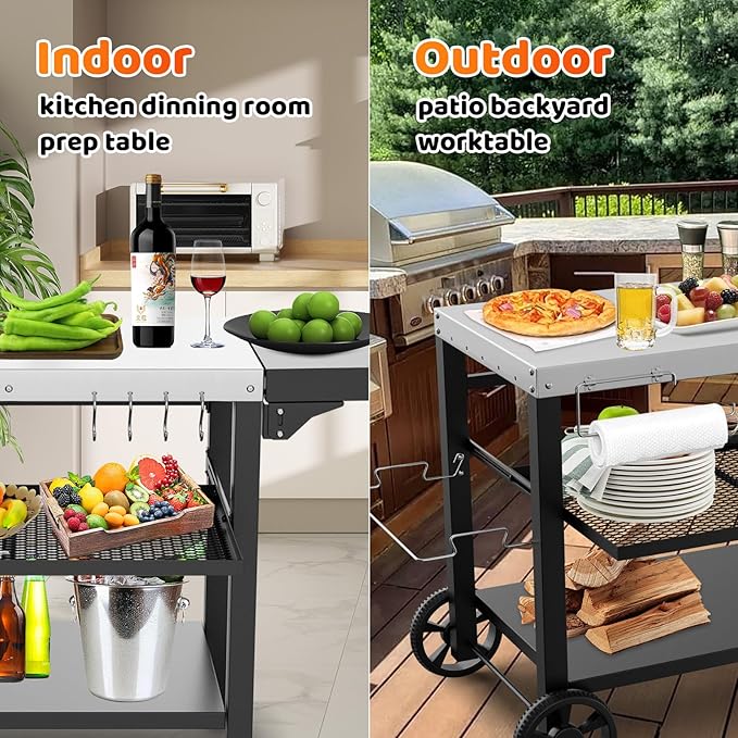 Outdoor Kitchen Island, Grill Table Cart - Image 5