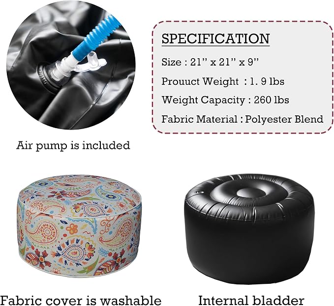 Kozyard Inflatable Ottoman Stool - Image 4