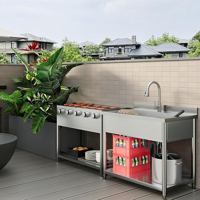 Stainless Steel Utility Sink, Large Freestanding Laundry Sink - Image 5
