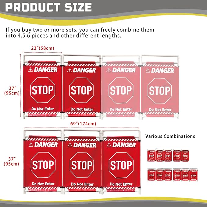 Safety Caution Barricade 3Panels Foldable Security Signs - Image 5