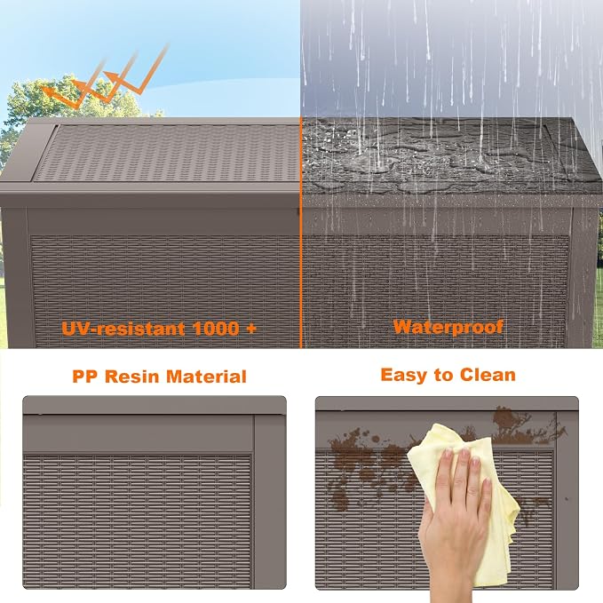 320 Gallon Waterproof Outdoor Storage Box, Large Resin Deck Box, Lockable - Image 6