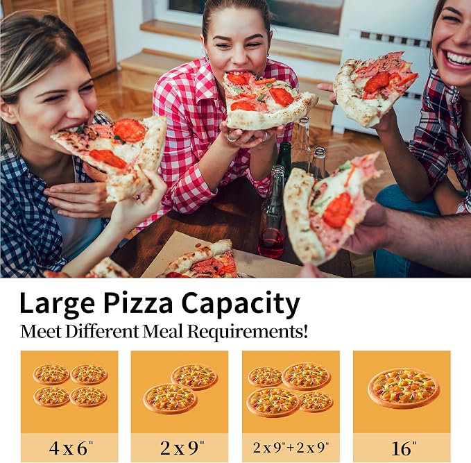 PIZZELLO 4-in-1 Outdoor Pizza Oven 16" Wood Fired Outside Oven 2-Layer - Image 4