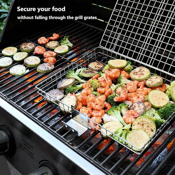 Grill Basket - Grill Baskets for Outdoor Grill, Stainless Steel Large Grilling - Image 2
