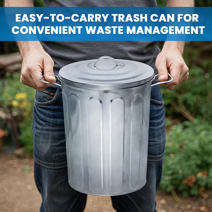 Plexon 5 Gallon Small Metal Trash Can - Image 2