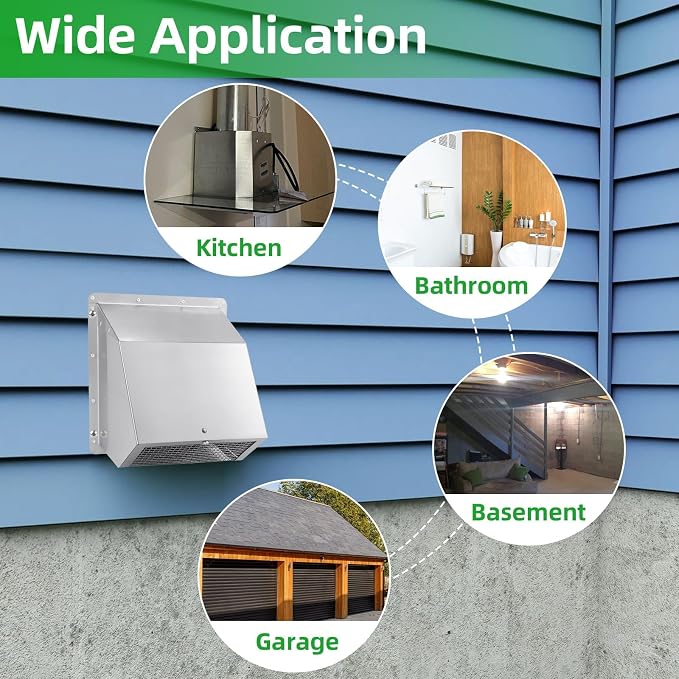 8 inch Wall Vent Ccover, Exhaust Vent Hooded Wall Vent - Image 7