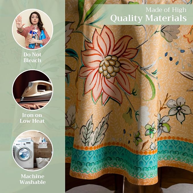 Maison d' Hermine Table Cloth Round Table 100% Cotton 63 Inches Tablecloth - Image 3