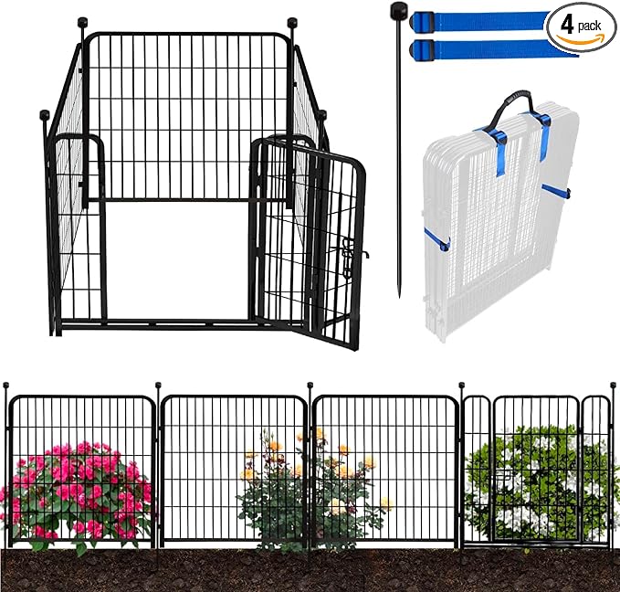 ADAVIN Dog Playpen 36 inch, Low Threshold Door 4 Panels Total 8.9 Ft Tall by ADAVIN