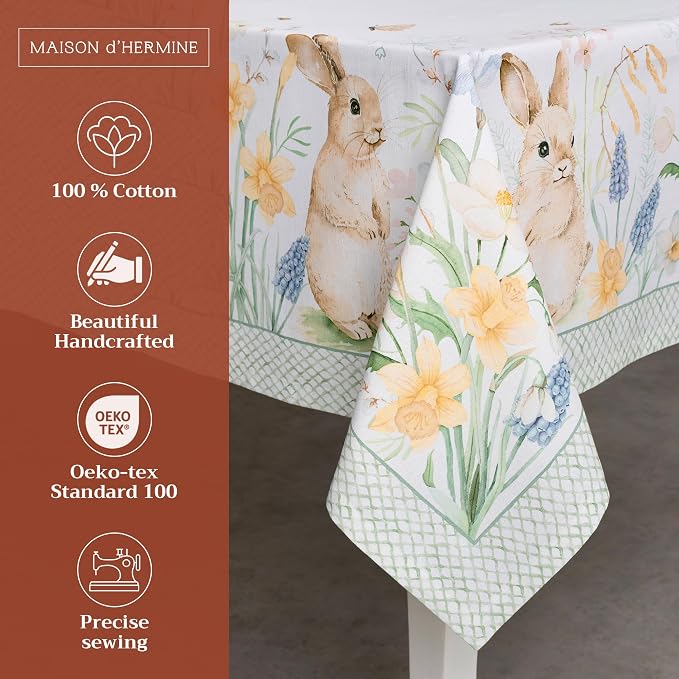 Maison d' Hermine Table Cloth Rectangle Table 100% Cotton 60 x 120 Inches - Image 2