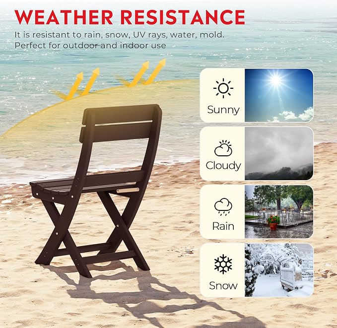 Costaelm Paradise 3-Piece Outdoor HDPE Folding Patio Bistro Table and Chairs - Image 6
