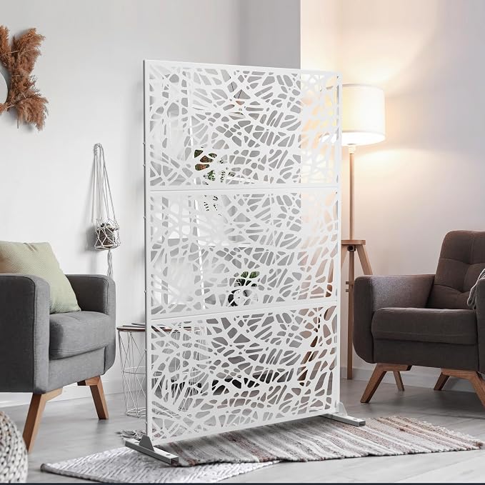 Metal Privacy Screen Outdoor 72" H×47" W, Freestanding Decorative Privacy Screen - Image 7