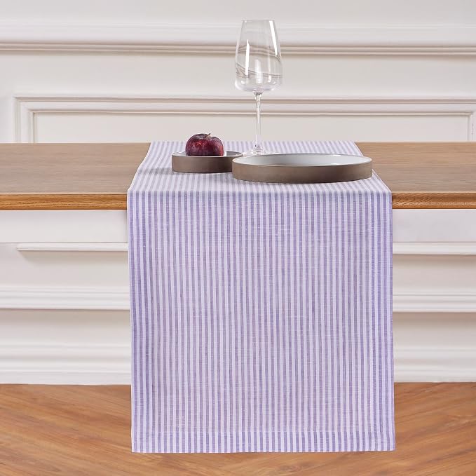 Solino Home Linen Striped Table Runner 132 Inches Long by SolinoHome