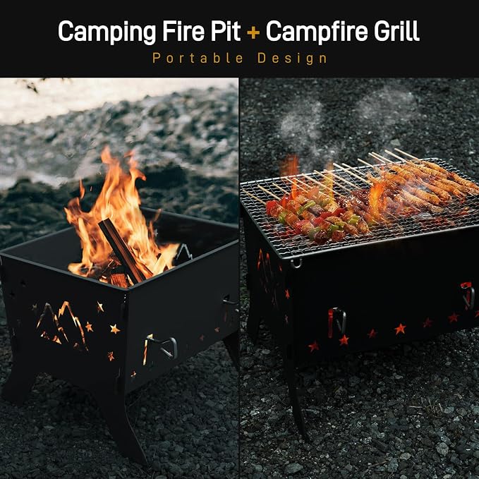 Odoland Camping Grill Portable Folding Charcoal Grills Backpacking BBQ Grill - Image 7