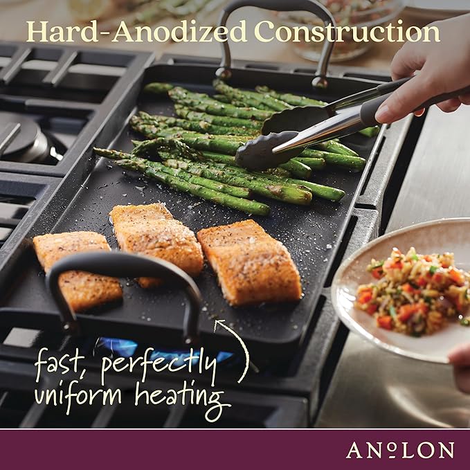 Double Burner Griddle, 10-Inch Hard Anodized Nonstick, Moonstone