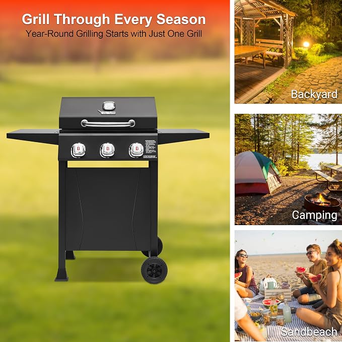 Brand-Man 3-Burner Propane Gas Grill, 000 BTU BBQ Grill - Image 9