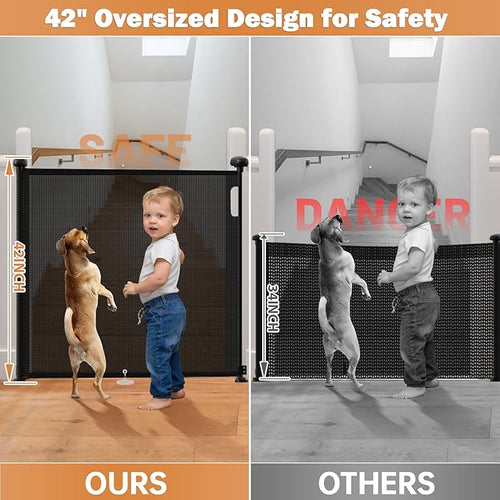 120" Extra Wide Retractable Baby Gates Mesh Gate, Long Retractable Dog Gate - Image 2