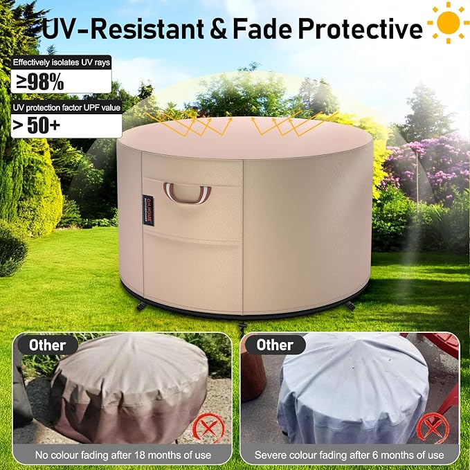 QH.HOME Fire Pit Cover Round-Fits Diameter 50" D X 24" H Heavy Duty 900D Strong - Image 6