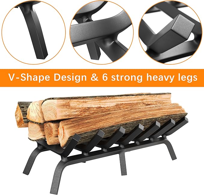 Mr IRONSTONE Fireplace Grate 30 inch Solid Steel Heavy Duty Firewood Log - Image 5