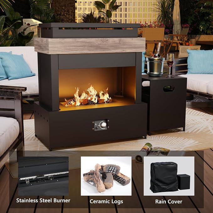 40.5''x35.4'' Propane Outdoor Fireplace, 000 BTU Patio Vent-Free Gas Heater - Image 6