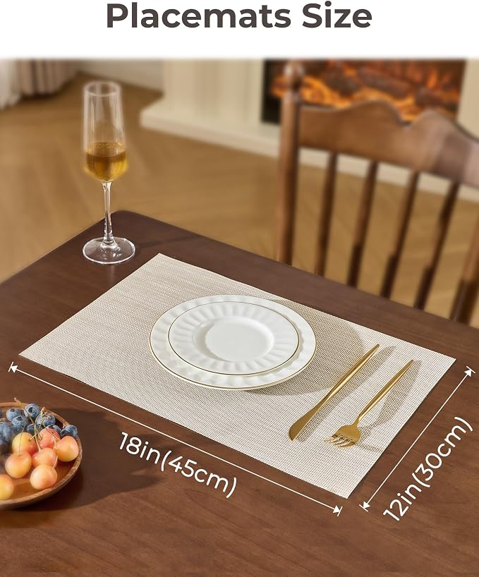 Leetaltree Beige White Placemats Set of 4 - Image 4