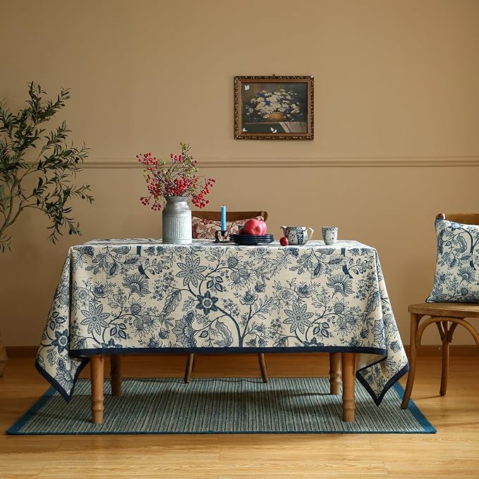 ISAENNE Designer French Linen Small Square Tablecloth, Durable Home Decor - Image 2