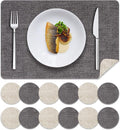 MOSAYT Faux Leather Placemats Set of 12, Heat Resistant Vinyl Place Mats by MOSAYT