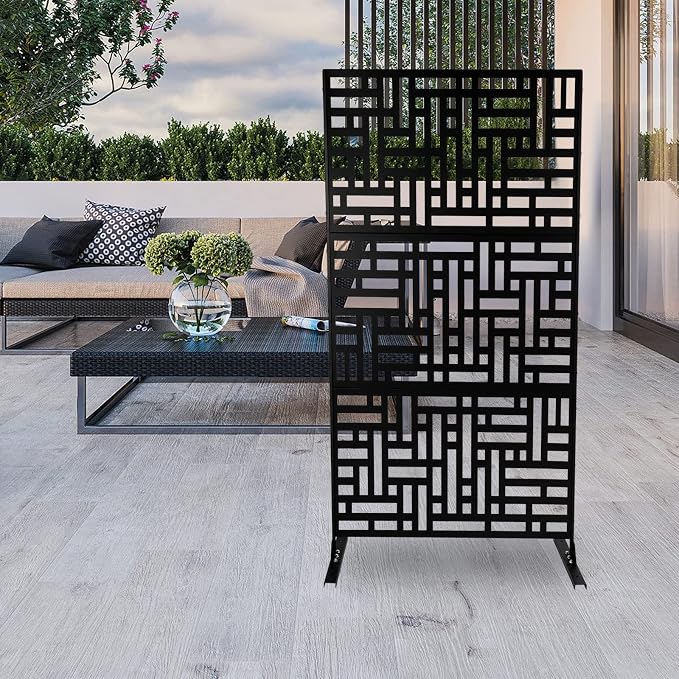 Metal Outdoor Privacy Screen, Freestanding Outdoor Divider Decorative Privacy - Image 8