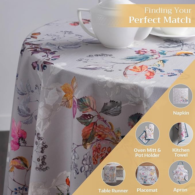 Maison d' Hermine Table Cloth Round Table 100% Cotton 63 Inches Fall Tablecloth - Image 5