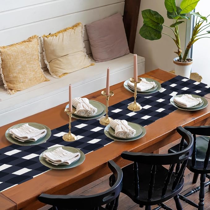 Fabric Checkered Table Runner 6 Pack Waterproof Gingham Table Runner 14W x 108L - Image 7