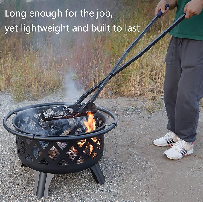 Tongs, 40 Inch Manganese Steel Log Grabber with Rubber Handle