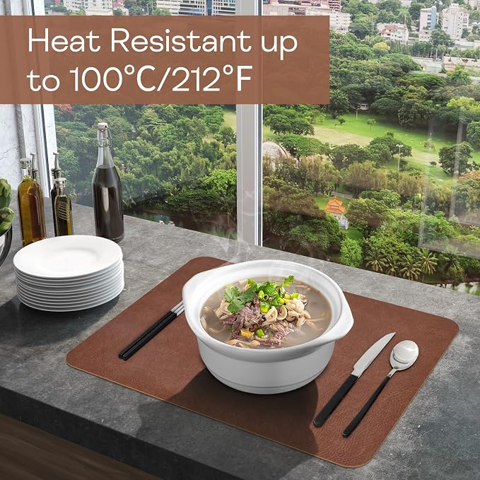 PU Leather Placemats Set of 6 Table Mats Heat Resistant Kitchen Place Mats - Image 5