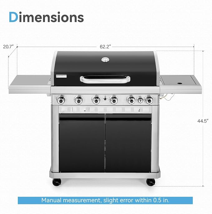2 in 1 Propane Griddle Grill Combo, 6-Burner Propane Gas BBQ Combo Grill - Image 5