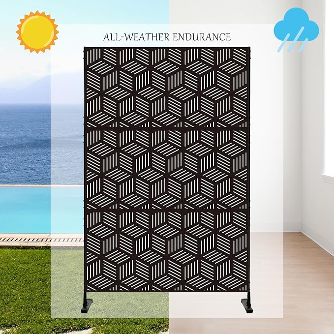 Kozyard Metal Privacy Screen 74" H x 47.2" W Decorative Outdoor Divider - Image 5