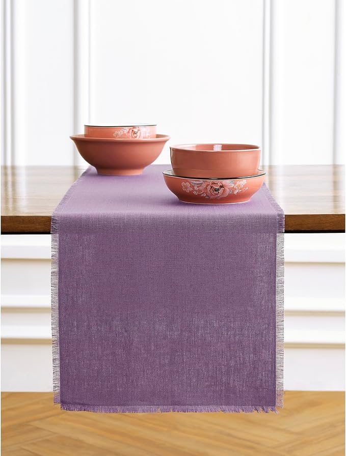 Solino Home Linen Fringe Table Runner 72 Inches Long - Image 2