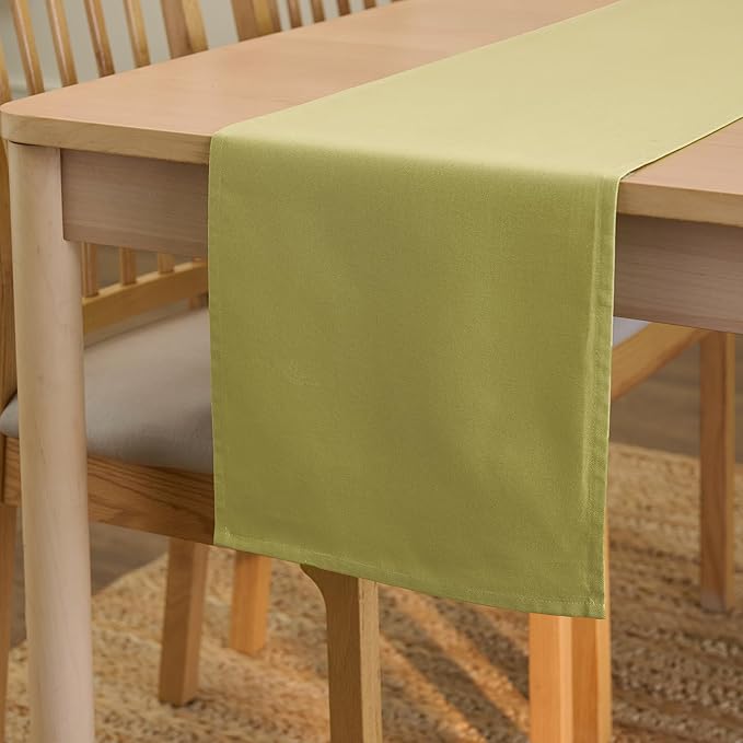 Encasa XO Table Runner 13"x59" Long | Cotton Canvas Fabric | Sage Green Solid by EncasaXO
