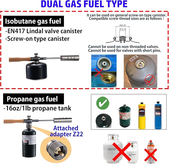 CAMPINGMOON Camping Grill Torch Dual Fuel Head Flame Adjustable - Image 2