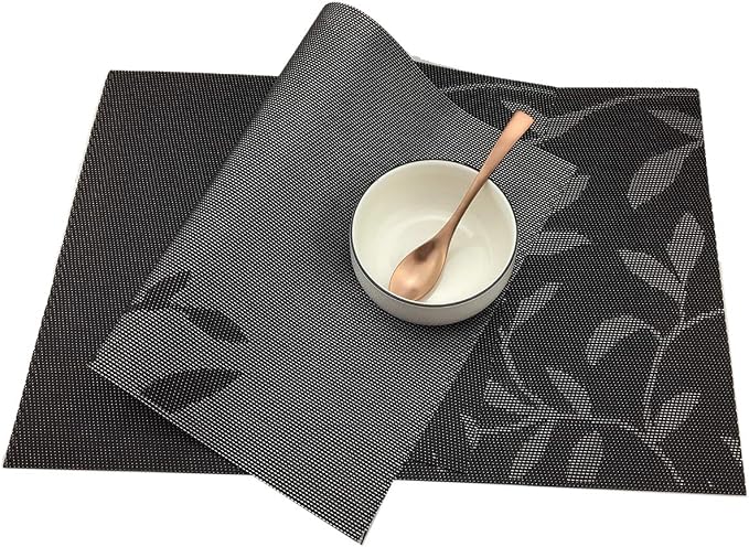 Gugrida Place Mats PVC Set of 6, Table Placemats Set of 6 PVC Woven Vinyl Place - Image 7
