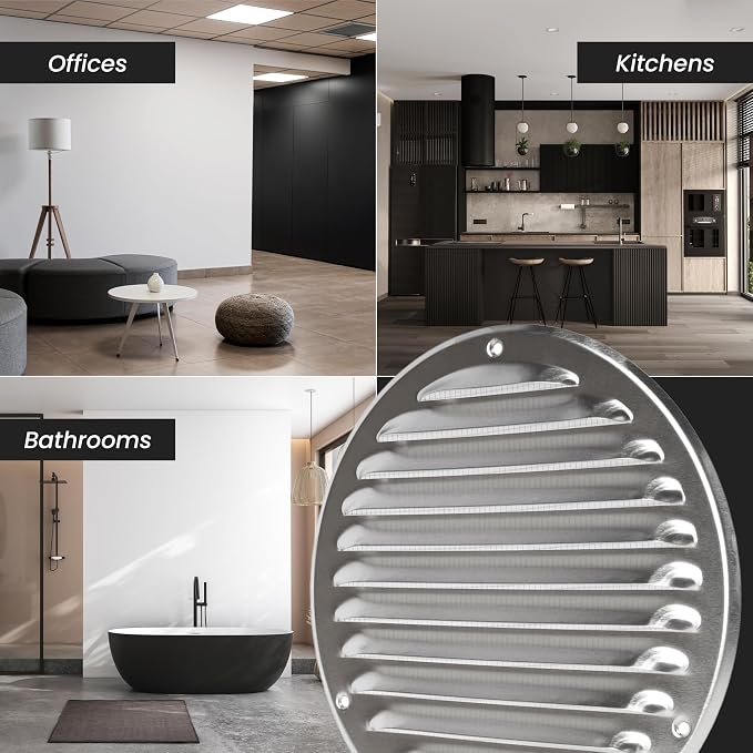 Repa Market 2-Pack 4 Inch Round Air Vent Cover/Black Galvanized Steel Louvered - Image 7