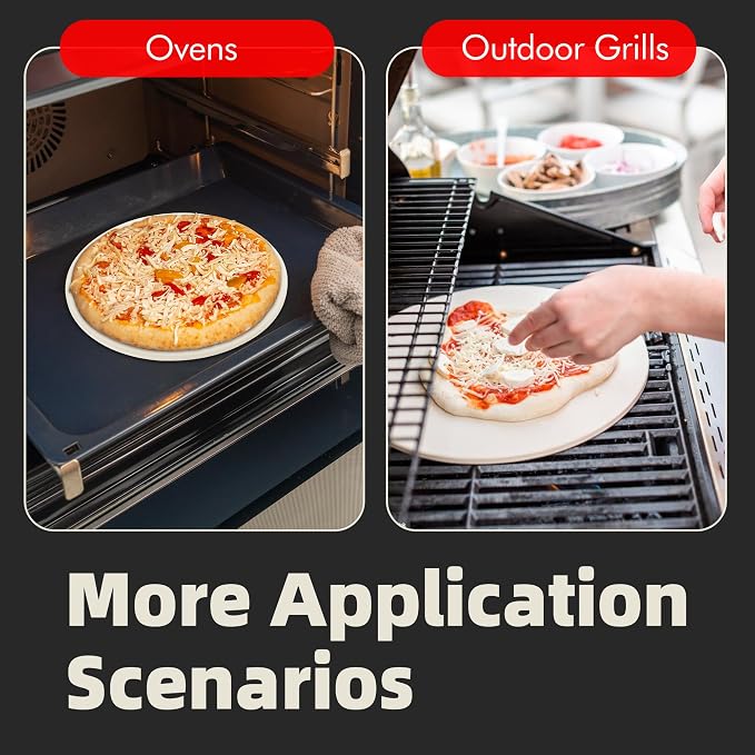 12.4" Round Pizza Stone, Heavy Duty Cordierite Pizza Pan - Image 6