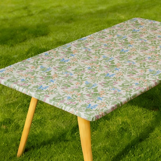 Rectangle Picnic Table Cloth, Elastic Waterproof Fitted Vinyl Tablecloths - Image 8