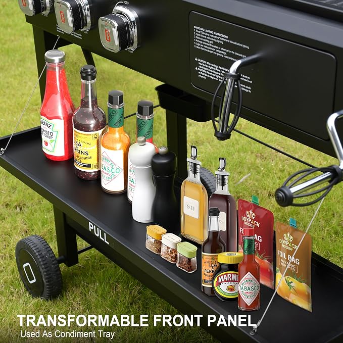 Brand-Man Propane Gas and Charcoal Grill Combo, Dual Fuel BBQ Combo Grill - Image 7