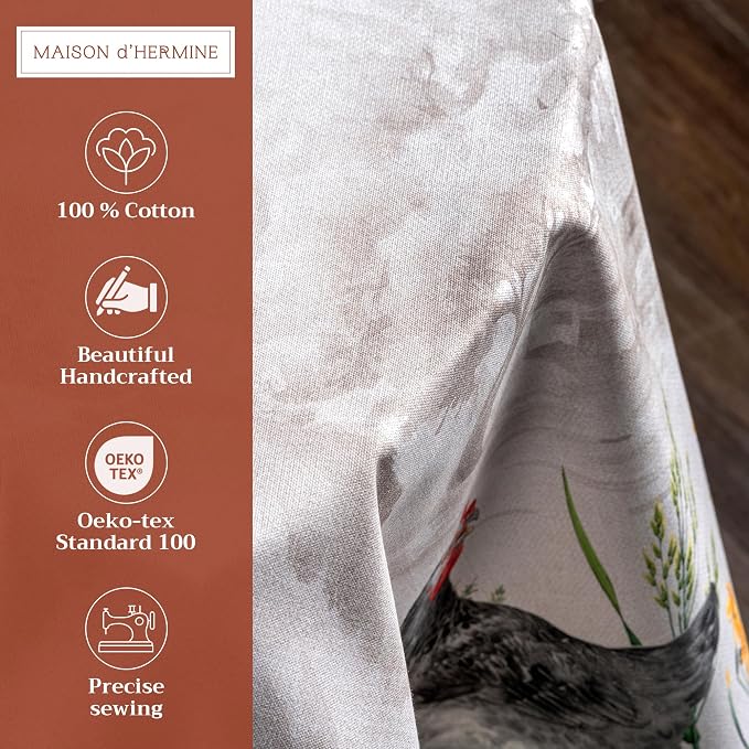 Maison d' Hermine Table Cloth Round Table 100% Cotton 69 Inches Tablecloth - Image 2
