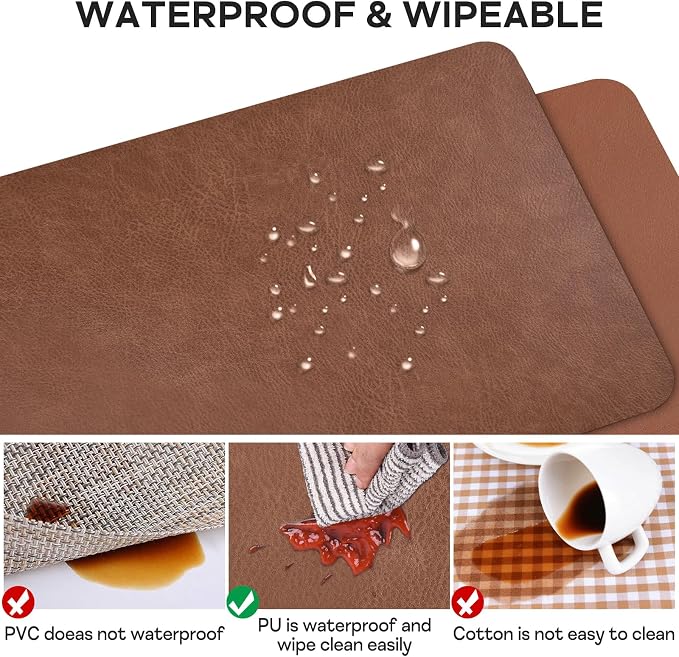 PU Leather Placemats Set of 6 Table Mats Heat Resistant Kitchen Place Mats - Image 4
