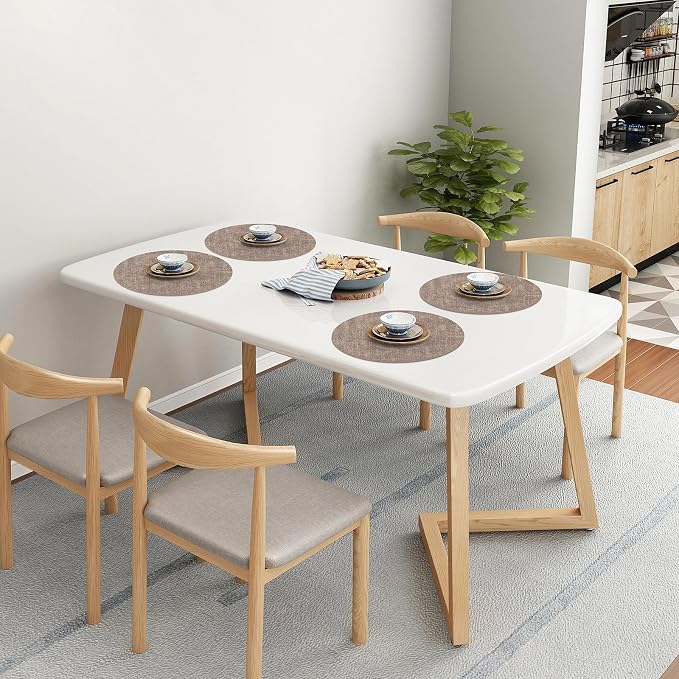 Homaxy Round Faux Leather Placemats and Coasters, Washable Dual-Side Table Mats - Image 9