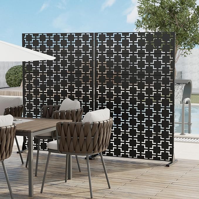 Casaphoria Metal Privacy Screen 72" H x 45" W, 2 Pack Outdoor Freestanding - Image 2