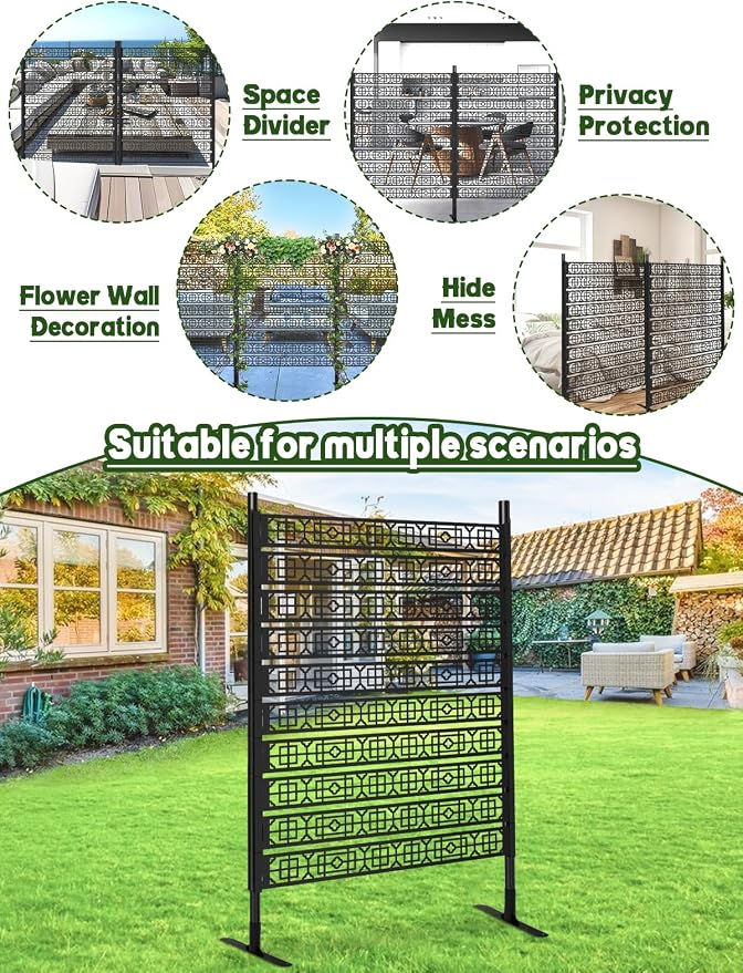 6FT Metal Privacy Screen for Outdoor, Kalolary Privacy Fence Screen - Image 7