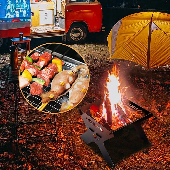 Odoland Camping Campfire Grill, Portable Folding Charcoal Grills, Backpacking - Image 7