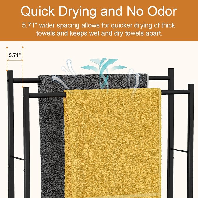 Honiter Towel Racks for Bathroom, 2 Tiers Wider Towel Drying Rack Outdoor - Image 6