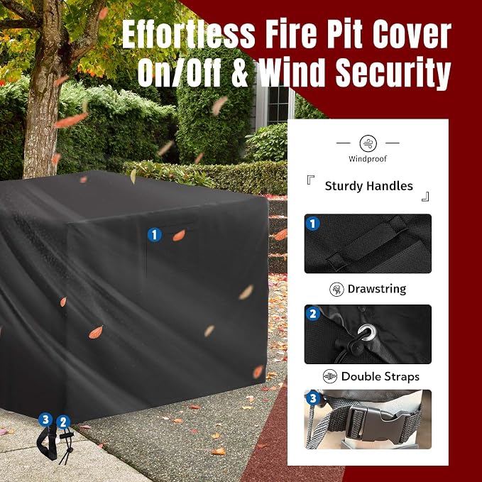 SHINESTAR 32 Inch Fire Pit Cover Square, Fits - Image 4