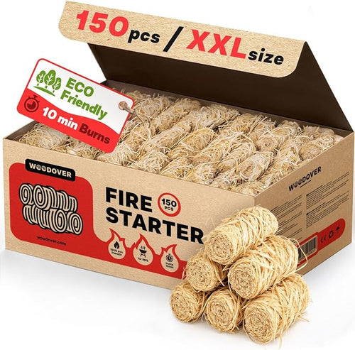 150 pcs Large Fire Starters for Fireplace, Natural Fire Starter for Campfires by Woodover