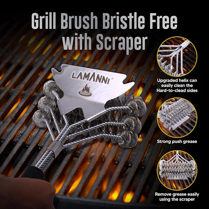 BBQ Grill Brush and Scraper 18” Heavy Duty Stainless Steel Grill Cleaner - Image 7